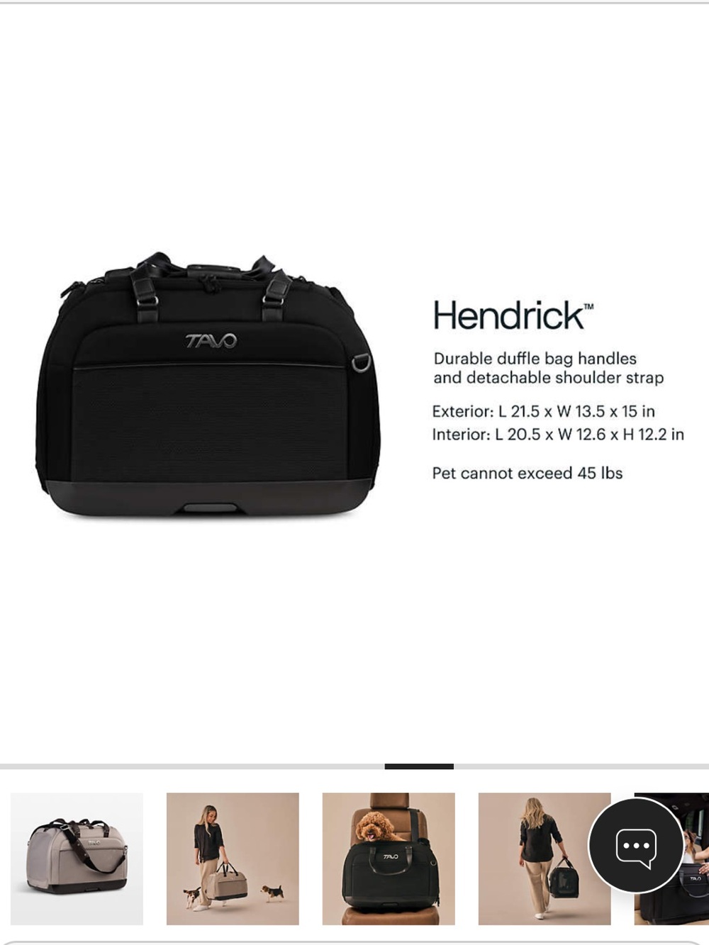 Tavo Pets Hendrick Pet Car Seat and Flexible Carrier in Tawny new open box $350 - Picture 6 of 12